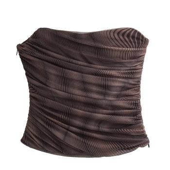 xs-l sexy slight stretch stripe printing all-match bandeau vest(size run small)