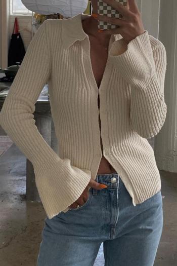 sexy slight stretch 7-colors solid bell sleeve knitted cardigan thin sweater