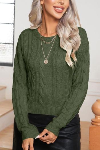 casual slight stretch twist knitted three colors crew-neck all-match sweater