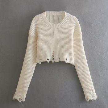 sexy slight stretch knitted solid color all-match crop sweater(size run small)