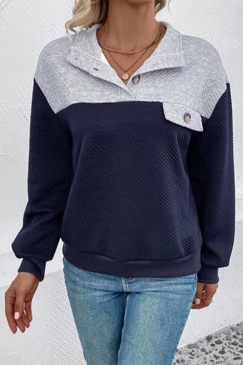 casual slight stretch color-block all-match sweatshirt