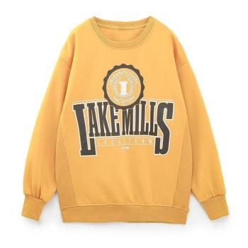 casual slight stretch letter fixed printing crew neck sweatshirts