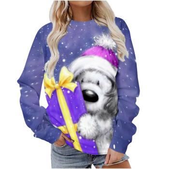 christmas casual plus size slight stretch graphic fixed printing sweatshirt#2#