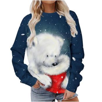 christmas casual plus size slight stretch graphic fixed printing sweatshirt#3#