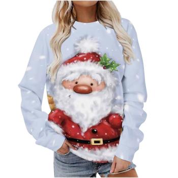 christmas casual plus size slight stretch graphic fixed printing sweatshirt#5#
