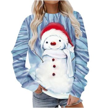 christmas casual plus size slight stretch graphic fixed printing sweatshirt#8#