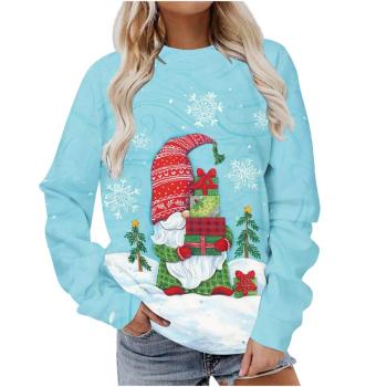 christmas casual plus size slight stretch graphic fixed printing sweatshirt#9#