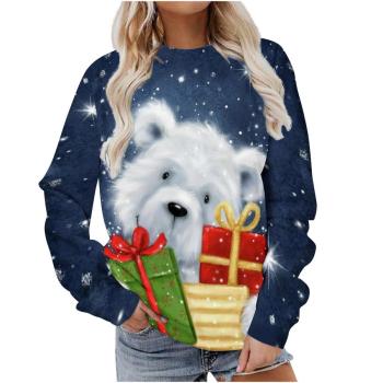 christmas casual plus size slight stretch graphic fixed printing sweatshirt#11#