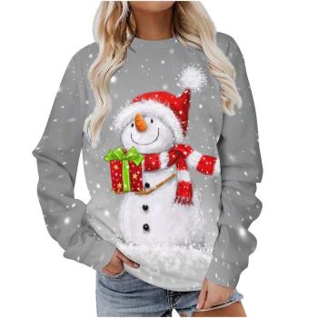 christmas casual plus size slight stretch graphic fixed printing sweatshirt#19#