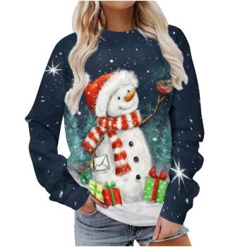 christmas casual plus size slight stretch graphic fixed printing sweatshirt#20#