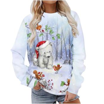 christmas casual plus size slight stretch graphic fixed printing sweatshirt#21#