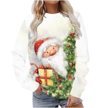 christmas casual plus size slight stretch graphic fixed printing sweatshirt#26#