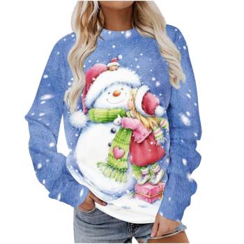 christmas casual plus size slight stretch graphic fixed printing sweatshirt#27#