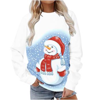 christmas casual plus size slight stretch graphic fixed printing sweatshirt#29#