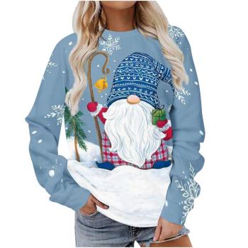 christmas casual plus size slight stretch graphic fixed printing sweatshirt#32#