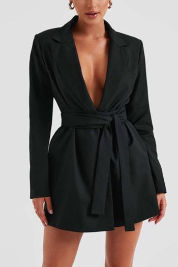 casual non-stretch stylish shoulder padded with belt blazer