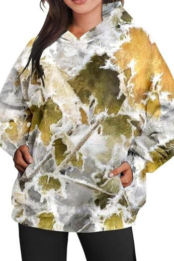 casual plus size slight stretch multicolor printing hooded sweatshirts