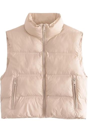 xs-l non-stretch casual zip-up warm high collar crop vest size run small