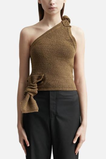 stylish slight stretch knitted pure color one shoulder all-match vest