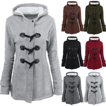 casual plus size non-stretch 6-colors solid color hooded jacket