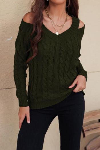casual slight stretch solid color knitted long-sleeve sweater