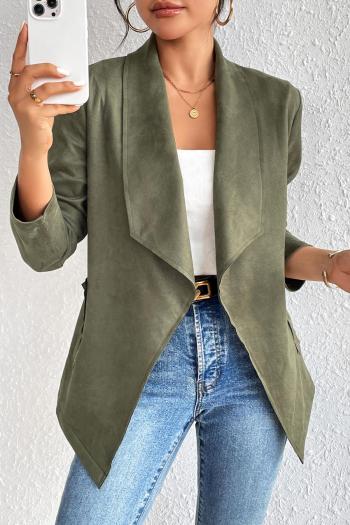 casual non-stretch simple solid color suede jacket
