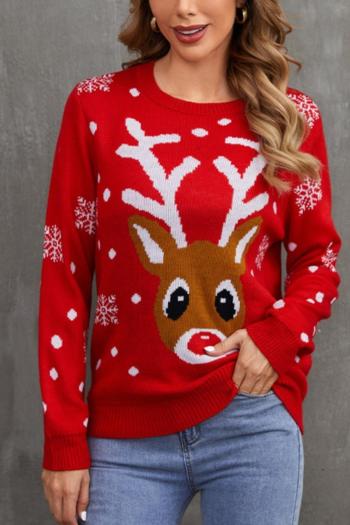 casual plus size stretch ribbed knit christmas elk jacquard sweaters