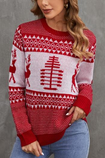 casual plus size stretch ribbed knit christmas tree jacquard sweaters