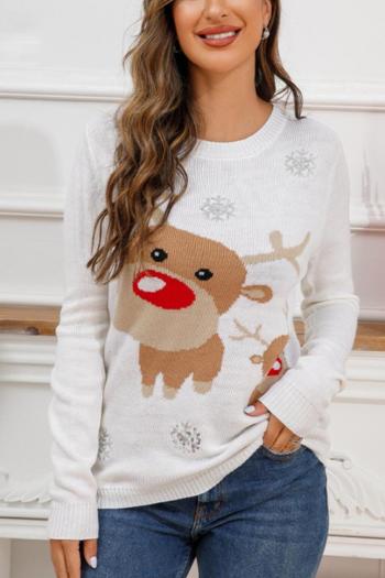 casual plus size slight stretch ribbed knit christmas elk jacquard sweaters