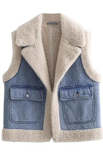 xs-xl non-stretch stitching denim casual vest outerwear size run small