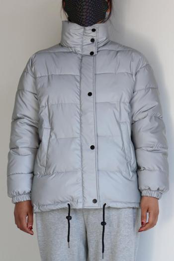 stylish non-stretch reflective single-breasted warm all-match puffer jacket
