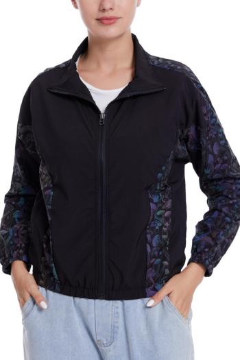 stylish plus size slight stretch mushroom graphic reflective stitching jacket