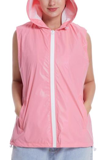 stylish plus size non-stretch 3 colors reflective hooded zip-up jacket vest