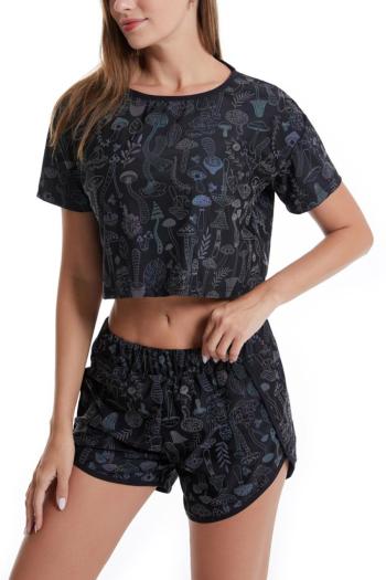 XS-2XL exquisite plus size slight stretch mushroom reflective short sleeve top