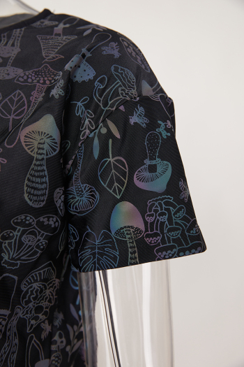 XS-2XL exquisite plus size slight stretch mushroom reflective short sleeve top