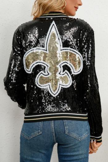 stylish non-stretch sequins zip-up all-match jacket
