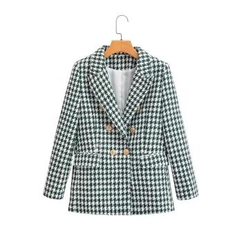 casual non-stretch houndstooth printing suit collar blazers