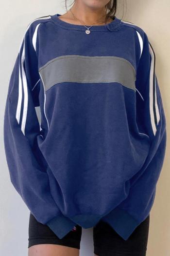 contrast color slight stretch stylish loose all-match sweatshirt