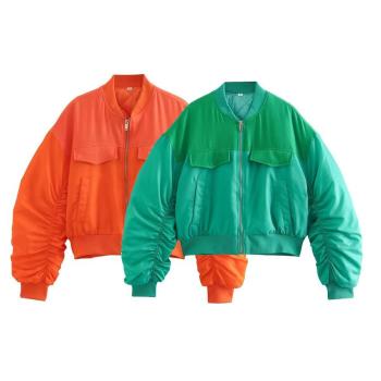 stylish non-stretch color-block zip-up all-match warm jacket(size run small)