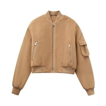 xs-l stylish slight stretch berber fleece zip-up warm jacket(size run small)