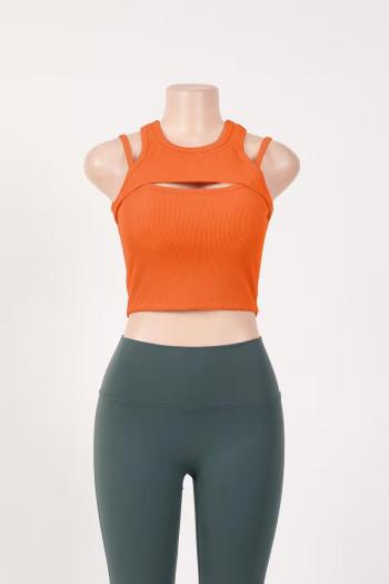 high quality sexy slight stretch orange hollow crop vest(new added colors)