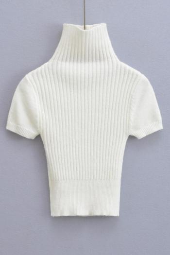 solid color high stretch slim high collar knitted top size run small