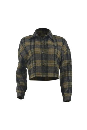 Casual plus size non-stretch plaid print all-match jacket