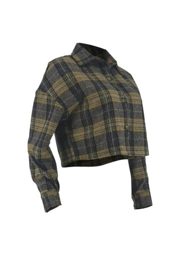 Casual plus size non-stretch plaid print all-match jacket
