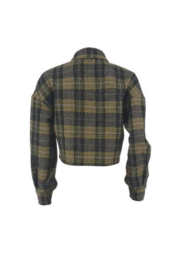 Casual plus size non-stretch plaid print all-match jacket