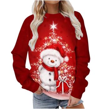 christmas stylish plus size slight stretch graphic fixed printing sweatshirt#24#