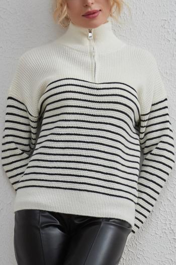 casual slight stretch ribbed knit 3 colors high collar zip-up sweaters