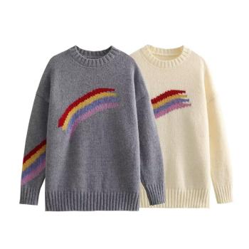 casual slight stretch rainbow graphic knitted sweaters (size run small)