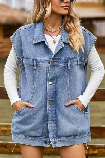 casual non-stretch solid color loose short sleeve denim jacket