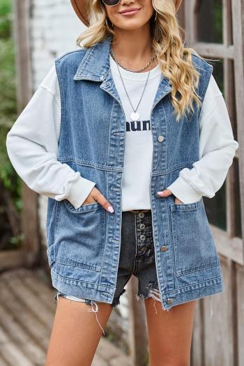 casual non-stretch solid color loose short sleeves denim jacket